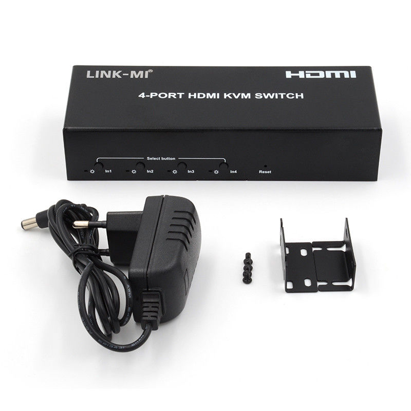 4 Port KVM Switch HDMI 4K 30Hz Schaltflächen automatisches Schalten ohne Verzögerung USB-Schalter