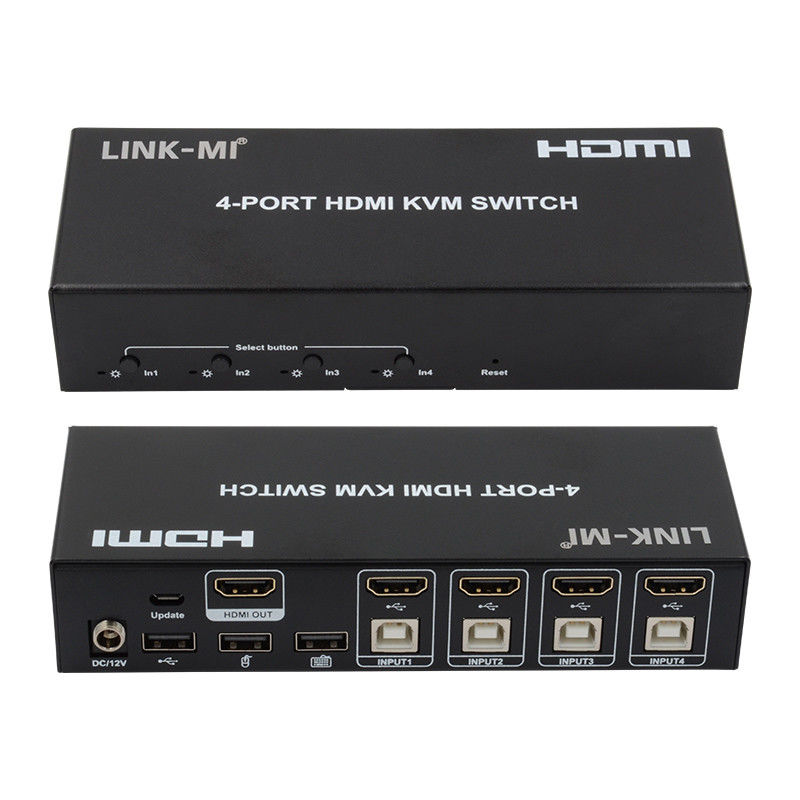 4 Port KVM Switch HDMI 4K 30Hz Schaltflächen automatisches Schalten ohne Verzögerung USB-Schalter