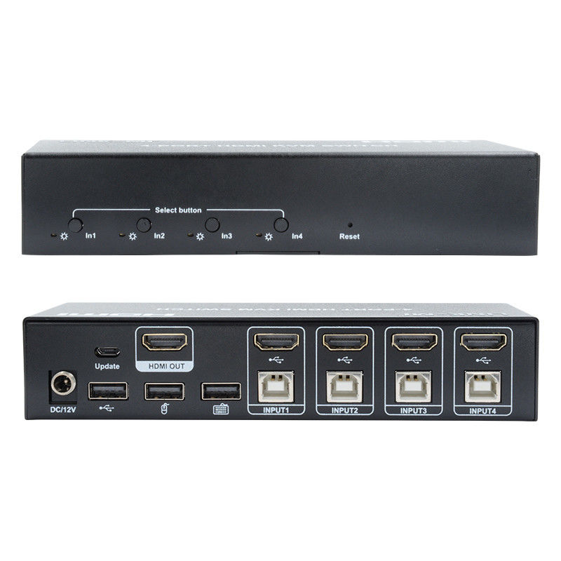 4 Port KVM Switch HDMI 4K 30Hz Schaltflächen automatisches Schalten ohne Verzögerung USB-Schalter
