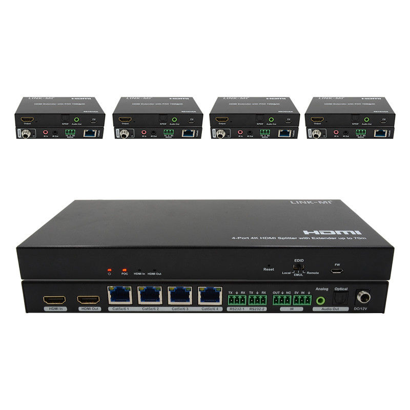 70M 1x4 4K HDMI Splitter Extender mit Audio-Extrakt 1x4 HDMI Splitter über Cat6