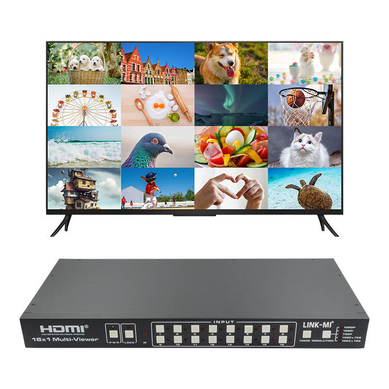 16X1 AV 4K Quad Multiviewer 16 in 1 Out nahtloser Video-Switcher-Prozessor