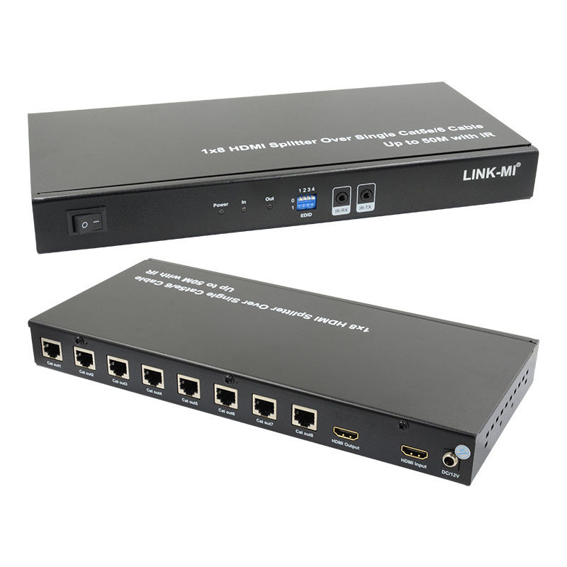 HDMI 50M 1X8 Splitter über Cat5e 6 Kabelunterstützung 3D IR 1080P 8 Port HDMI Splitter