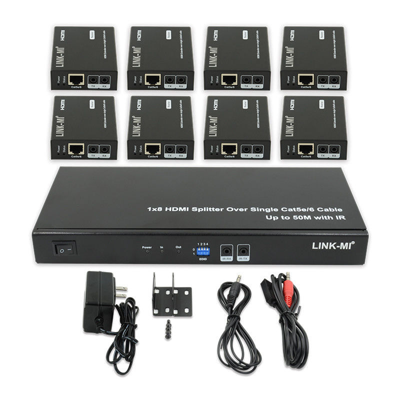 HDMI 50M 1X8 Splitter über Cat5e 6 Kabelunterstützung 3D IR 1080P 8 Port HDMI Splitter