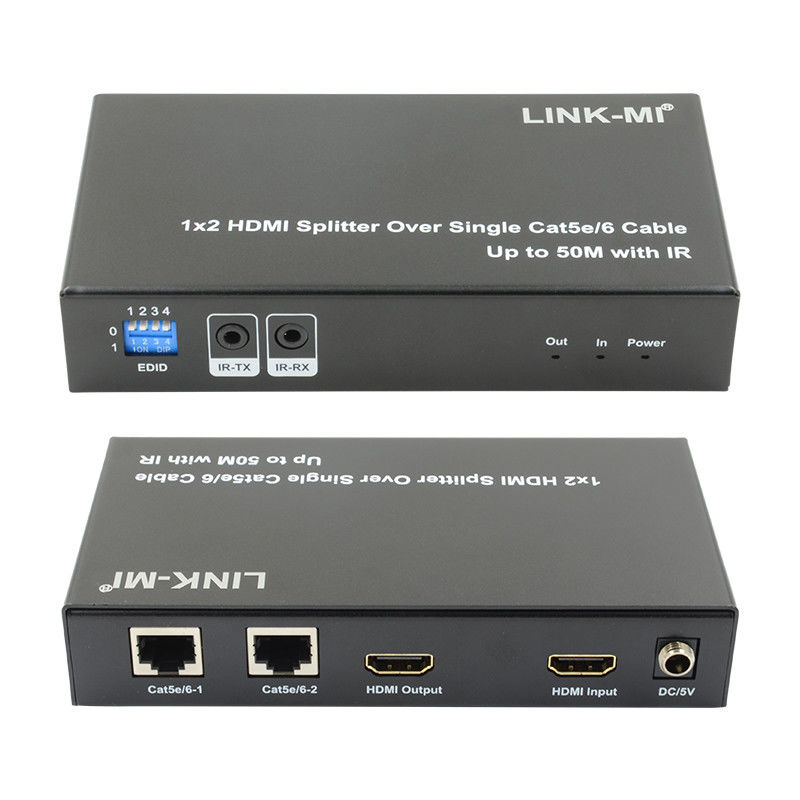 1X2 50M 4K HDMI Splitter über Cat5e/6 Kabelunterstützung 3D IR Cascading für 4 Schichten