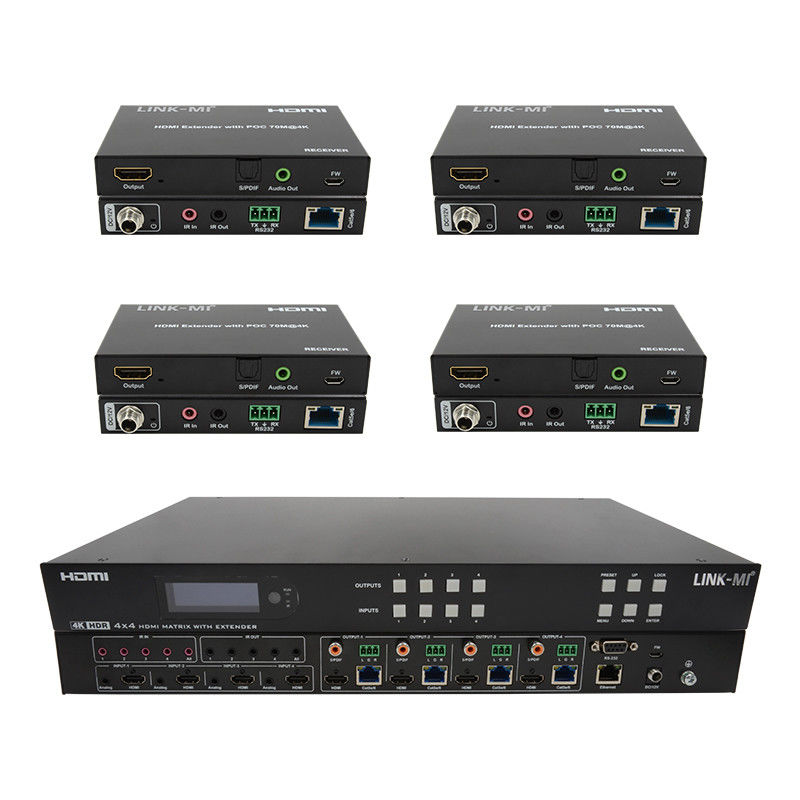 70m 4x4 HDMI Matrix Extender mit 4 HDMI Loop Out 4K HDMI Matrix Switch