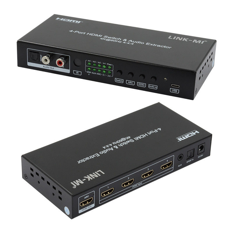 256mA 4X1 HDMI Switcher Box 2.0 Schalter YUV4:4Unterstützung von 4 18 Gbps ARC CEC HDR