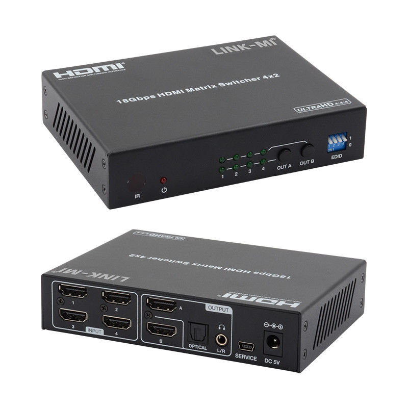 4X2 HDMI-Matrix-Schalter Hdmi-Schalter Audio-Extraktor 4K bis 1080P Video-Schalter