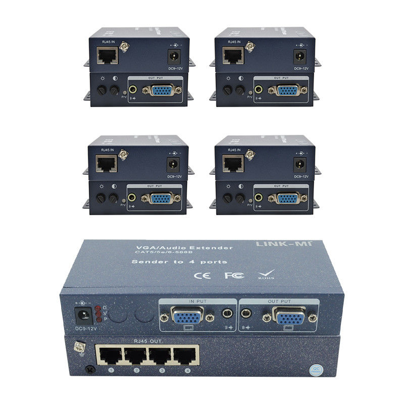 15pin 4 Port VGA Extender 1 bis 4 VGA Splitter 4 Kanäle Video UTP Extender
