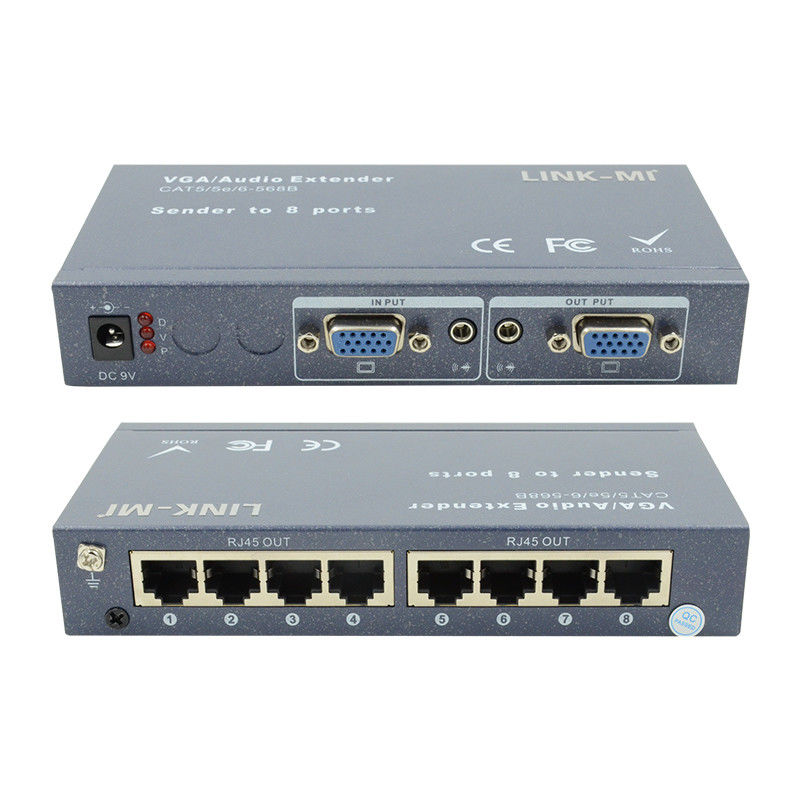 100m 200m 300m 1/8 VGA Splitter 1X8 Erweiterung 1 bis 8 Video Audio Erweiterung