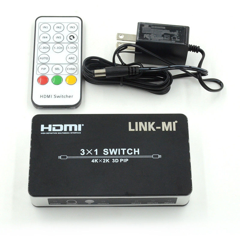 4K2K HDMI Switch 3x1 HDMI Splitter 5V 1A Unterstützung PIP 3D 3 zu 1 Video Switch