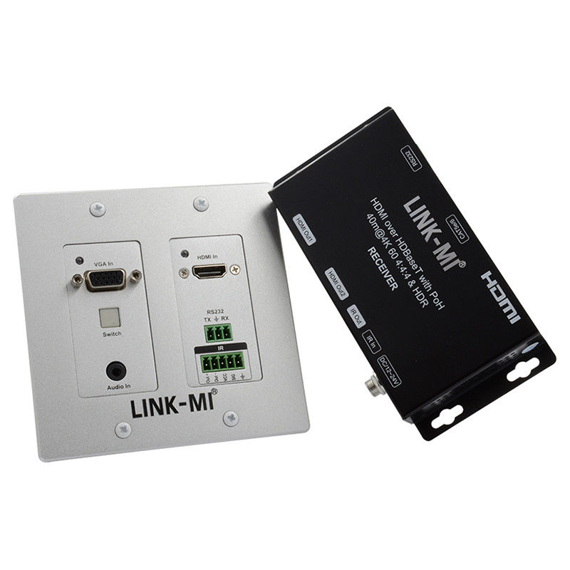 4K 40M HDBaseT HDMI+VGA Wallplate Extender Bi-Directional Breitband IR RS232 Durchgang