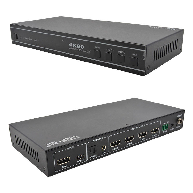 Benutzerfreundlicher 1X4 HDMI-Videowandcontroller mit USB-C-Audio-Eingabe und RS232-Unterstützung