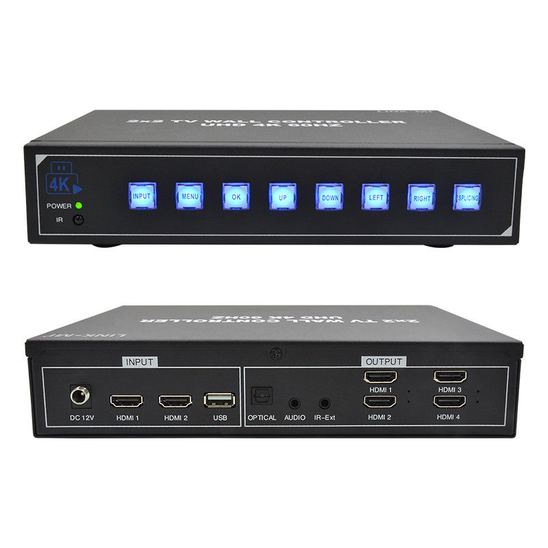 4K60 2x2 Video Wandcontroller für 4 Splicing TVs Unterstützung 1x2 1x3 1x4 4x1 3x1 2x1 UHD TV Wandprozessor