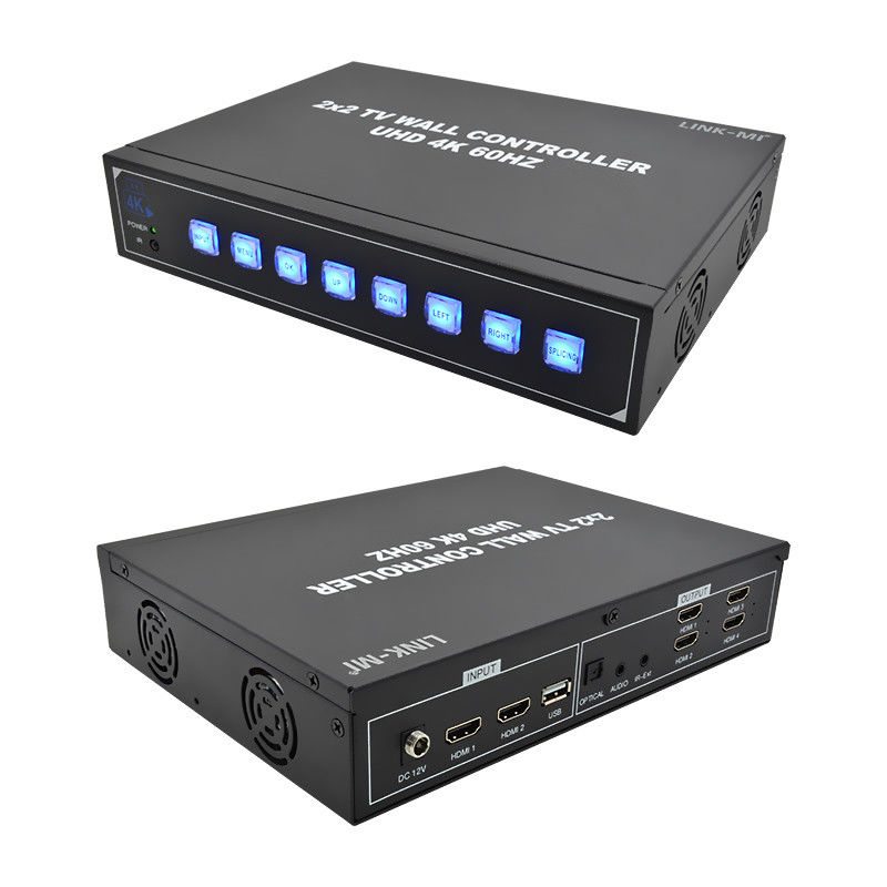 4K60 2x2 Video Wandcontroller für 4 Splicing TVs Unterstützung 1x2 1x3 1x4 4x1 3x1 2x1 UHD TV Wandprozessor