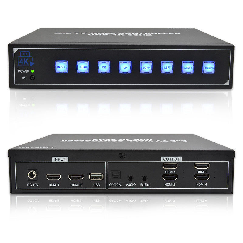 4K-HDMI-Videowandprozessor 2X2 unterstützt USB-Auto-Display für 4 UHD-Fernseher 4K 60Hz LED-Videowand